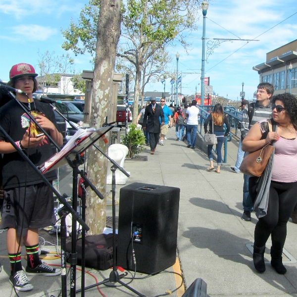 PAUL COCA'S GRANDSON PAUL (14) SHARES HIS TESTIMONY AT WHARF.