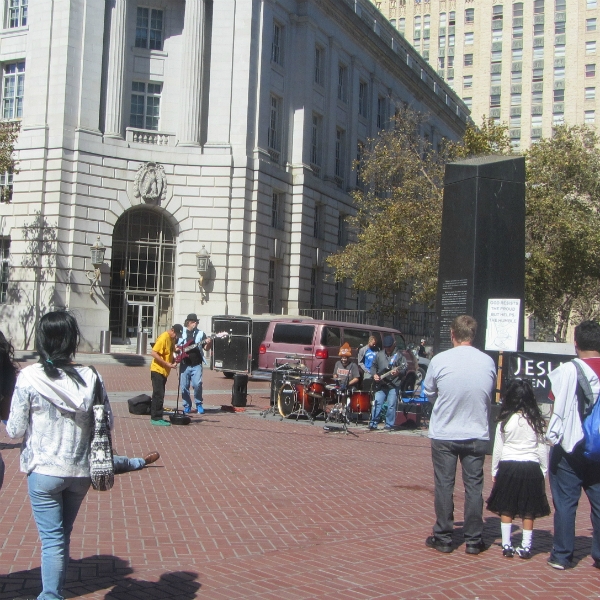 THE BAND &quot;BOOK&quot; PLAYS AT UN PLAZA.