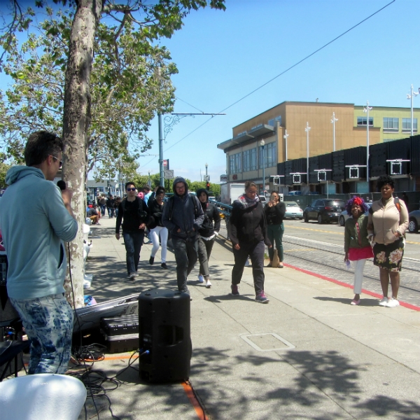 MATT PREACHES AT FISHERMAN'S WHARF.