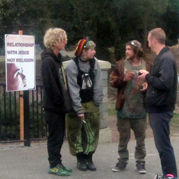 BEN (RIGHT) WITNESSES ON HAIGHT ST