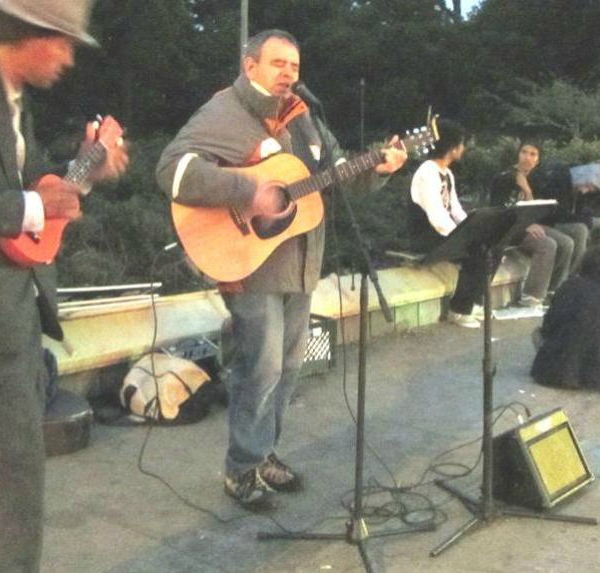 Street musician joins Eric on Haight St. 