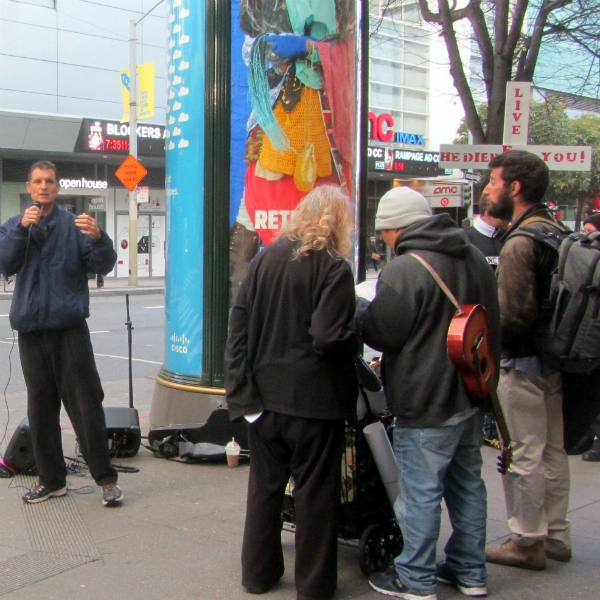 MIKE PREACHES AT SONY METREON.