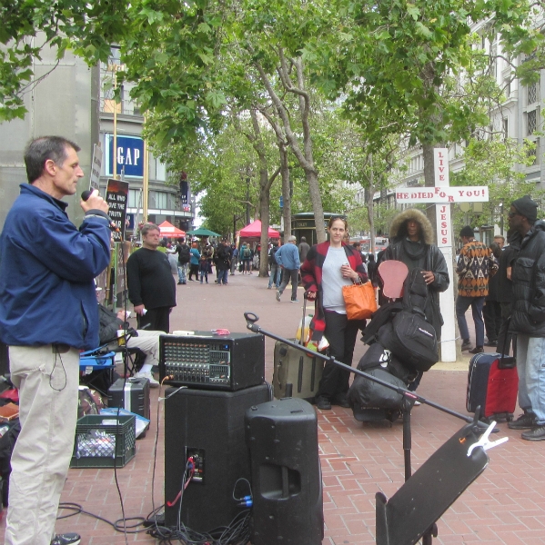 MIKE PREACHES AT 5TH AND MARKET ST.
