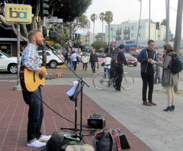 CAL SINGS AND JACOB WITNESSES AT 24TH AND MISSION.