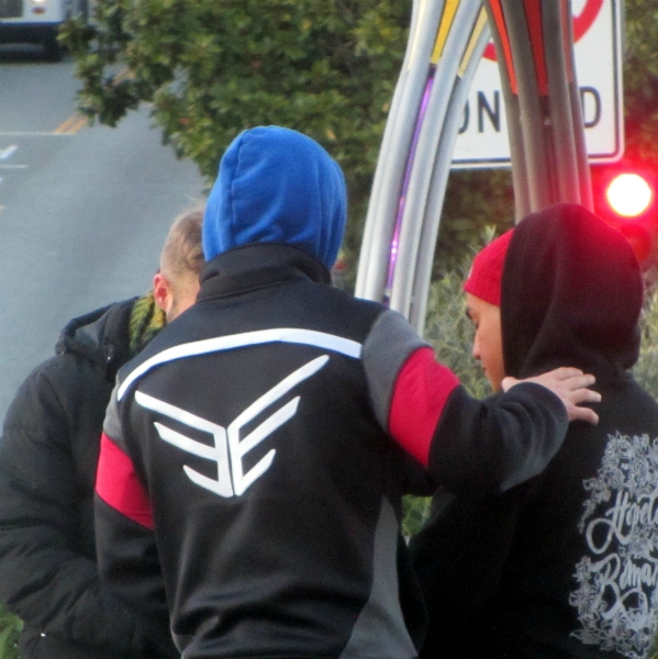 CAL AND MATT PRAY WITH JUANITO ON CASTRO ST