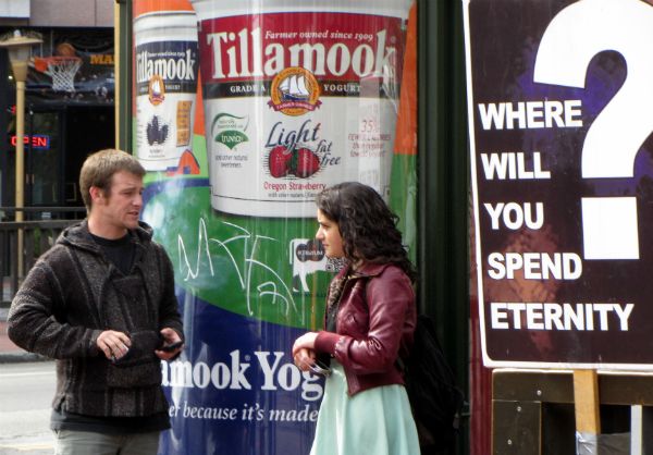 Eddie witnesses to Kate at 5th St. & Market.