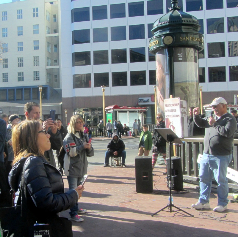 STEVE PREACHES AT 5TH AND MARKET. 
