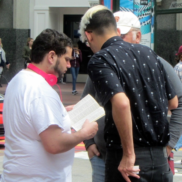 JACOB AND STEVE WITNESS AT 5TH AND MARKET.