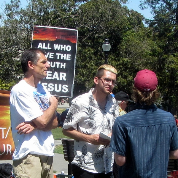 MIKE AND JACOB WITNESS AT DOLORES PARK.