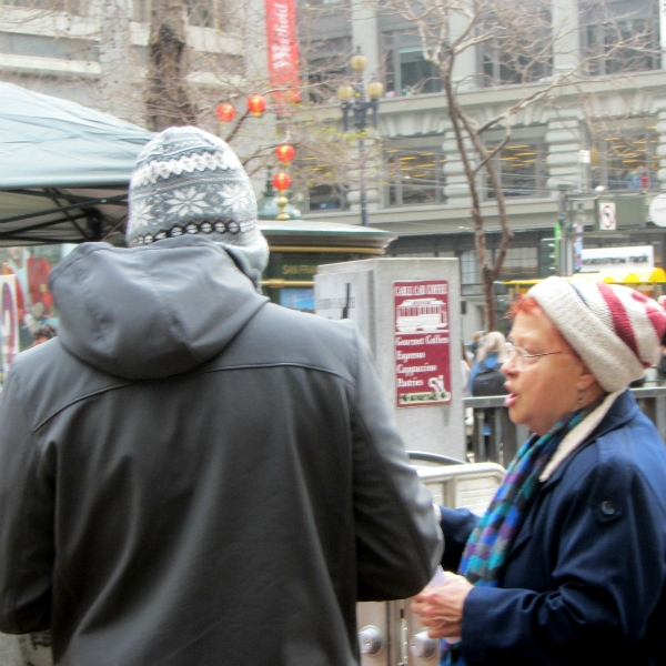 KATHY WITNESSES AT POWELL AND MARKET, SAN FRANCISCO.