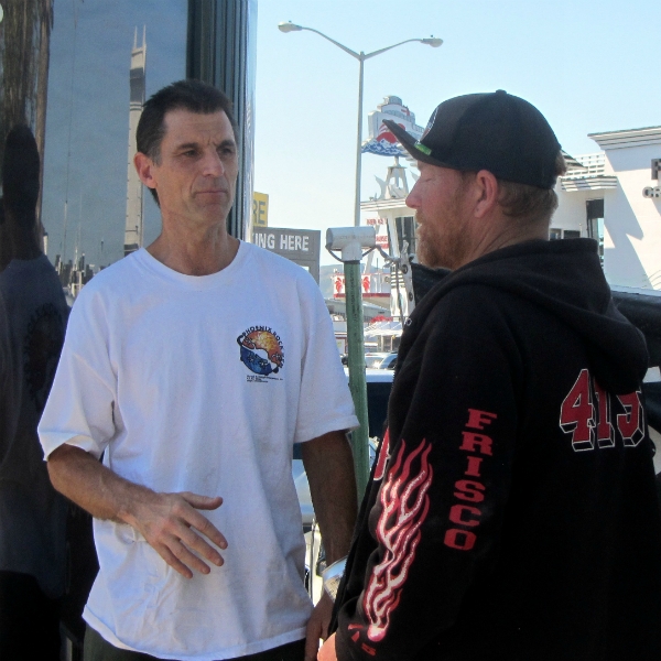 MIKE WITNESSES AT FISHERMAN'S WHARF.